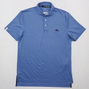 RLX Ralph Lauren Polo Shirt Mens Medium Blue Geometric Golf Performance Stretch